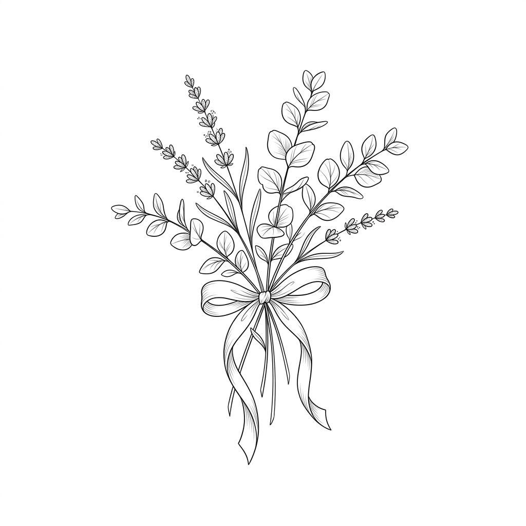 idée tatouage mariage bouquet eucalyptus floral