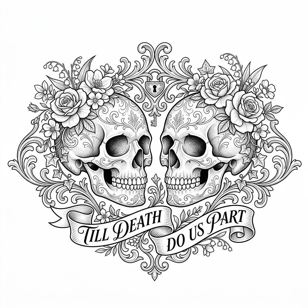 idée tatouage mariage crane couronne nuptial