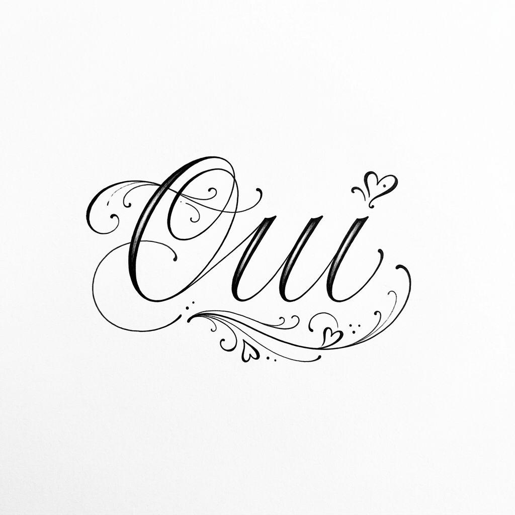idée tatouage mariage lettrage 'oui' cursive