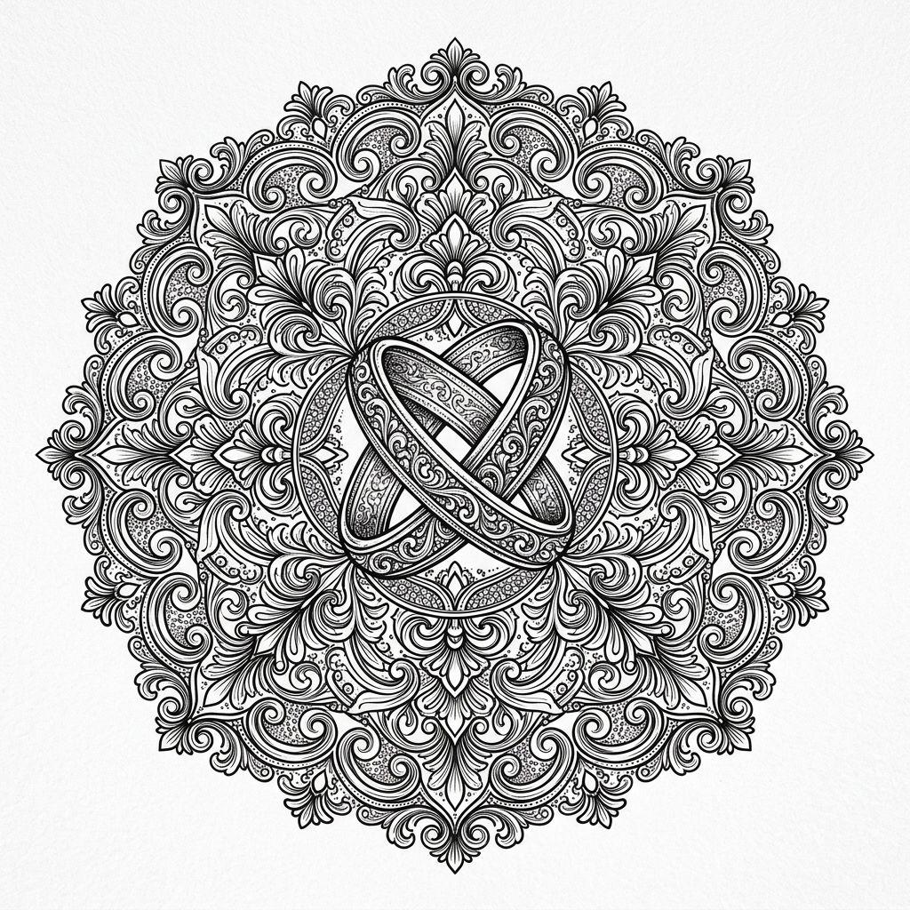 idée tatouage mariage mandala nuptial ornemental