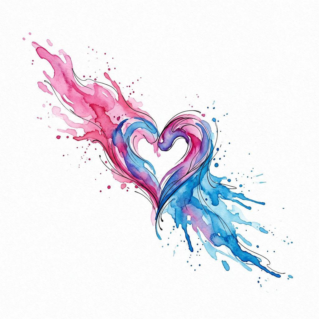 idée tatouage mariage splashs nuptial aquarelle