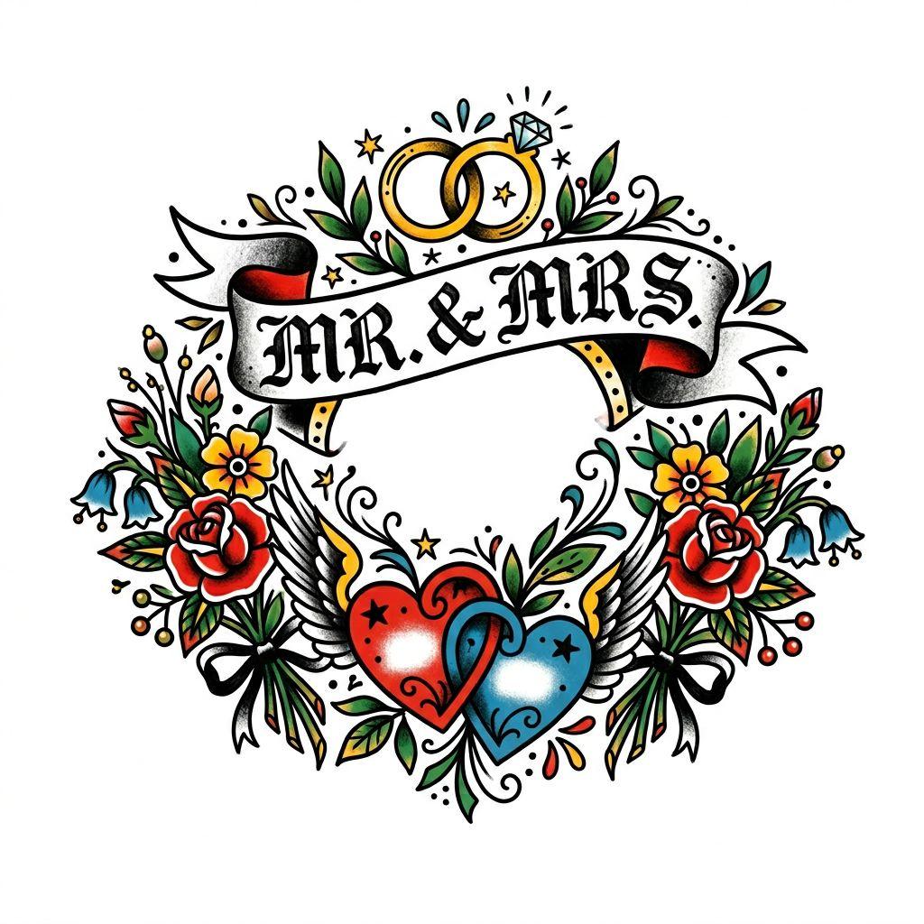 idée tatouage mariage patchwork nuptial vintage