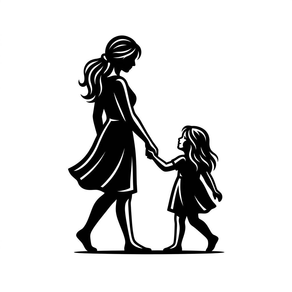 idée tatouage mère et fille mère enfant blackwork