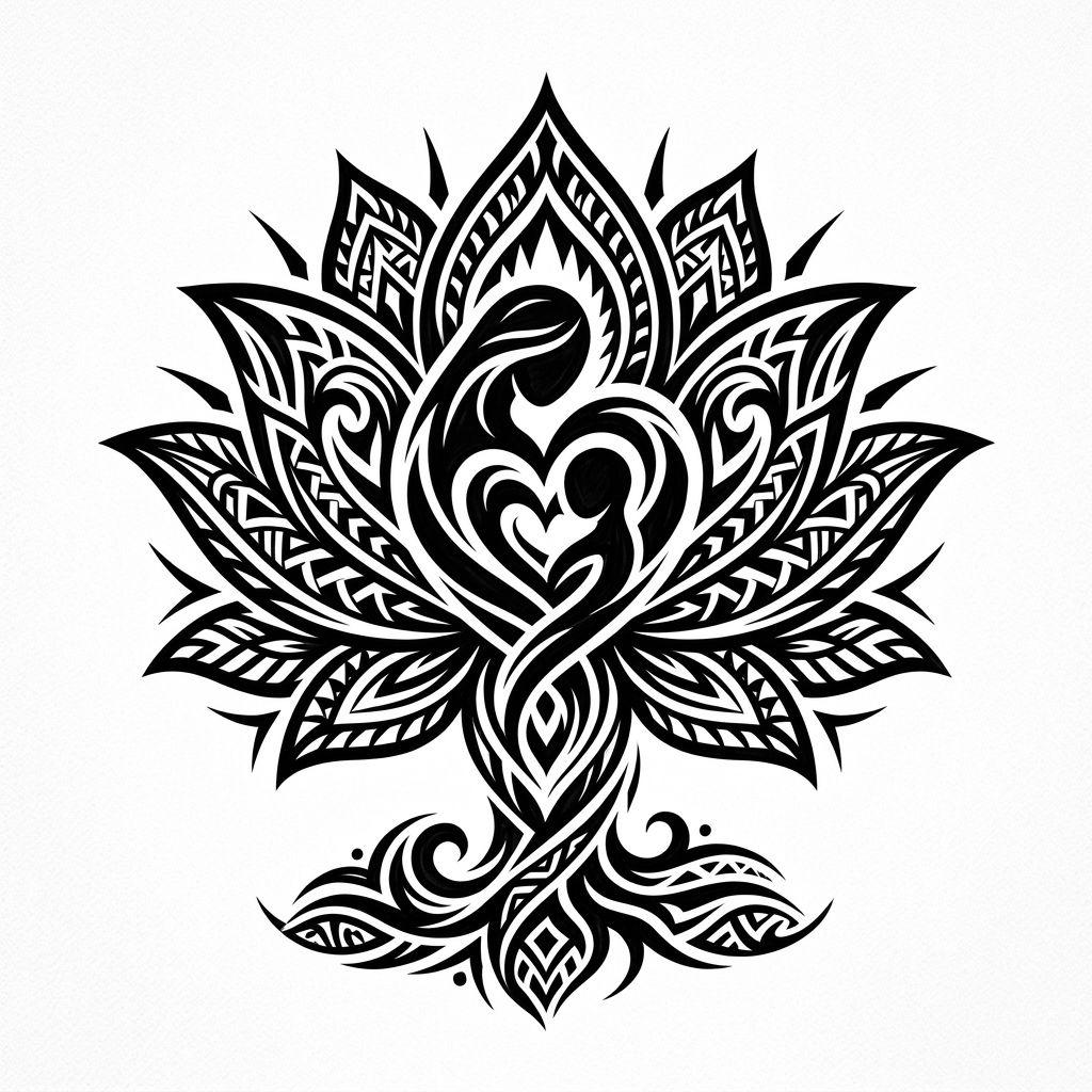 idée tatouage mère et fille lotus tribal
