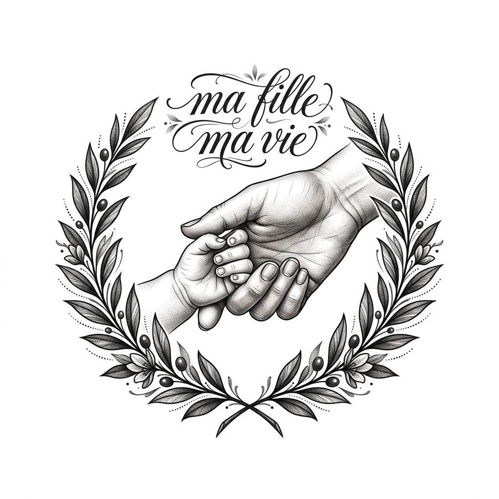 idée tatouage mère et fille mains premium ma fille ma vie