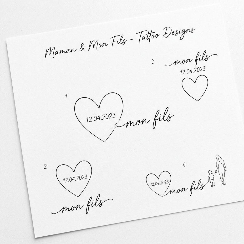 idée tatouage mère et fils date naissance fine line