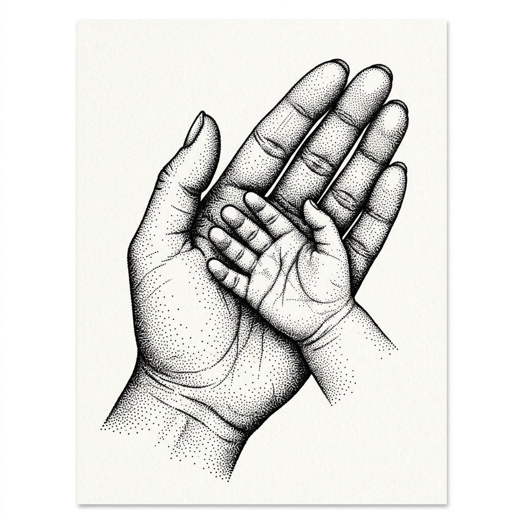 idée tatouage mère et fils empreintes dotwork