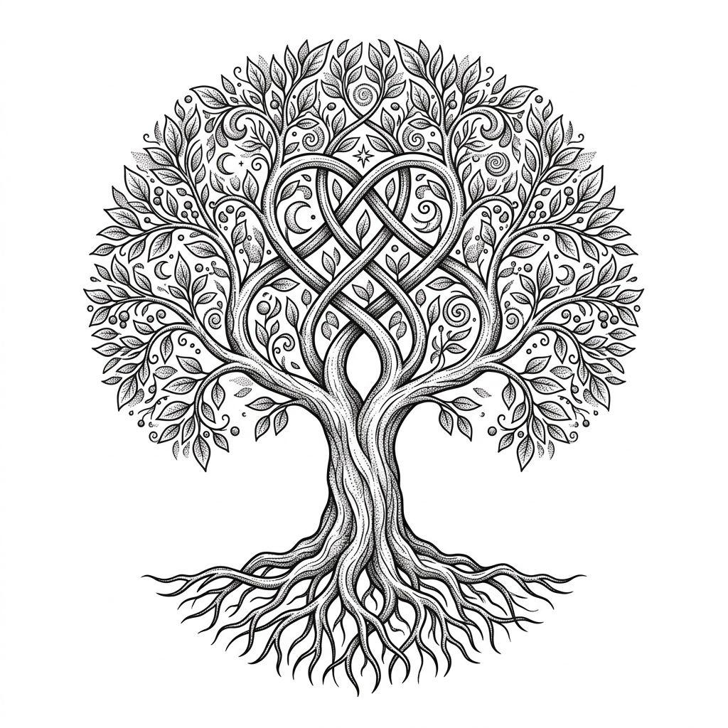 idée tatouage mère et fils arbre de vie spirituel