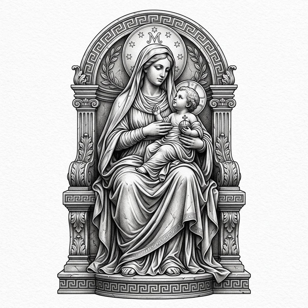 idée tatouage mère et fils vierge à l'enfant