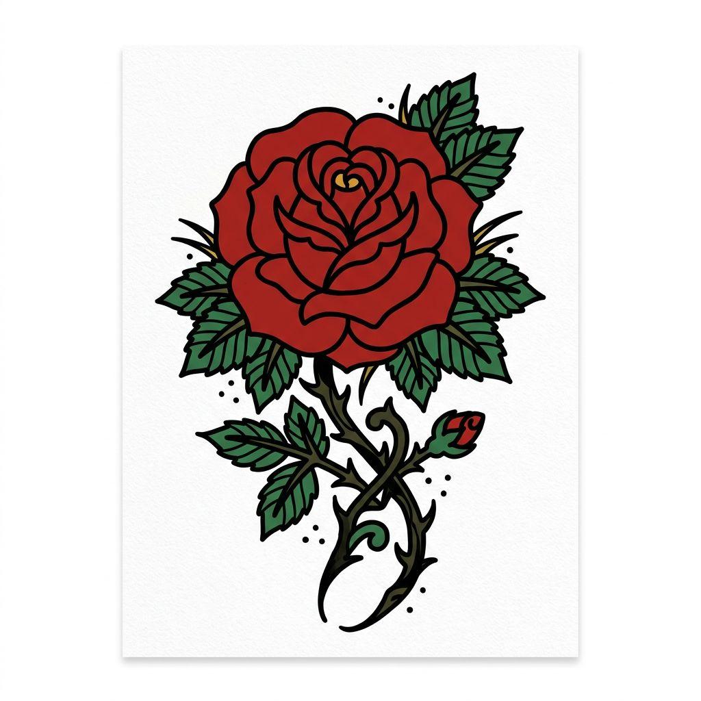 idée tatouage mollet rose old school