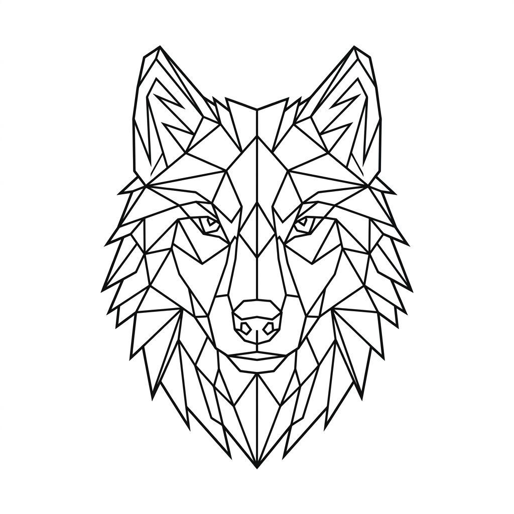 idée tatouage mollet loup géométrique