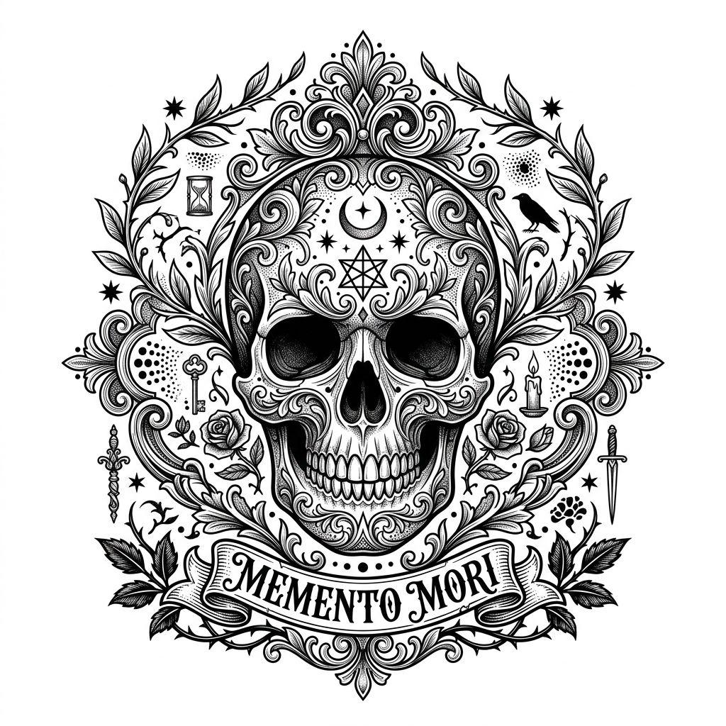 idée tatouage mollet crâne illustratif