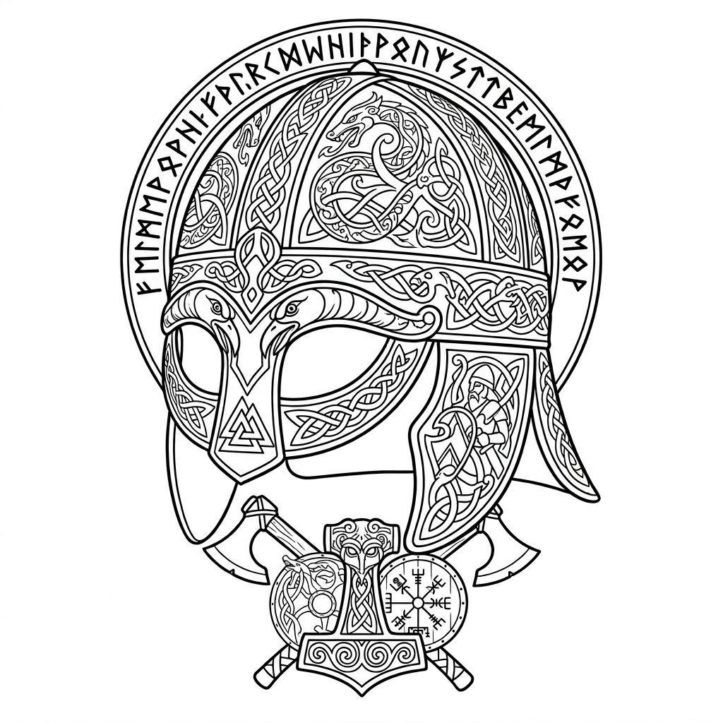 idée tatouage mollet casque viking