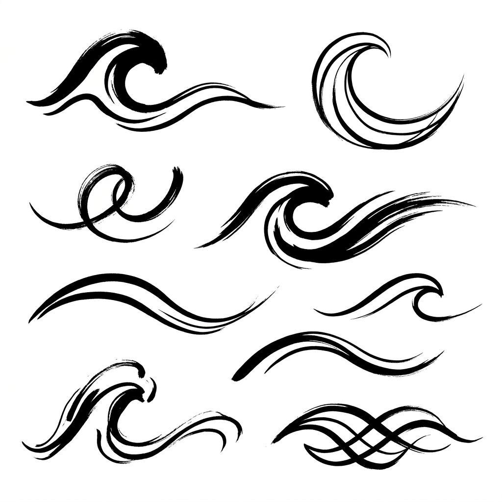 idée tatouage mollet vague abstraite