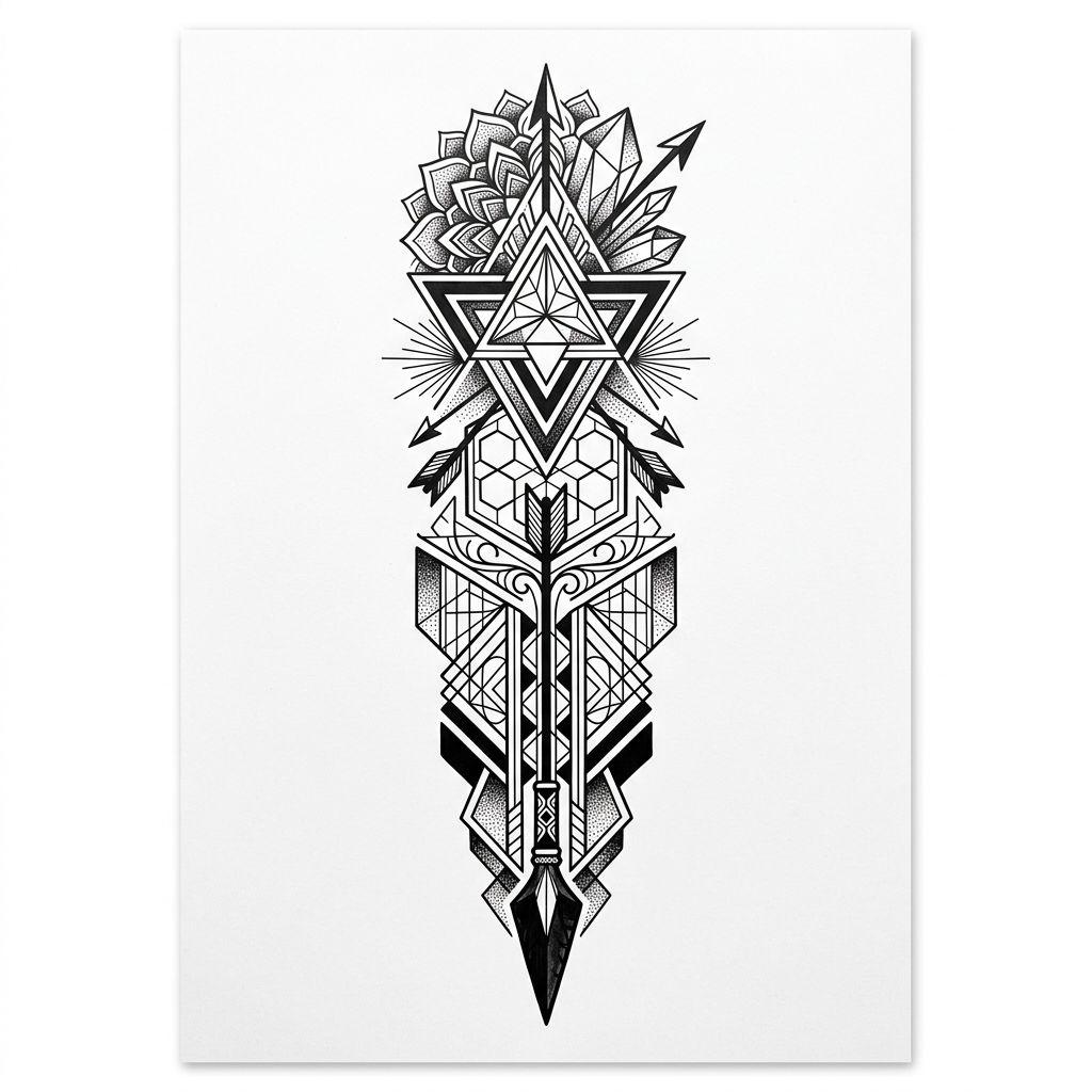 idée tatouage mollet homme blackwork géométrique