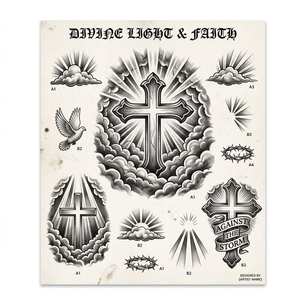 idée tatouage mollet homme croix religieuse