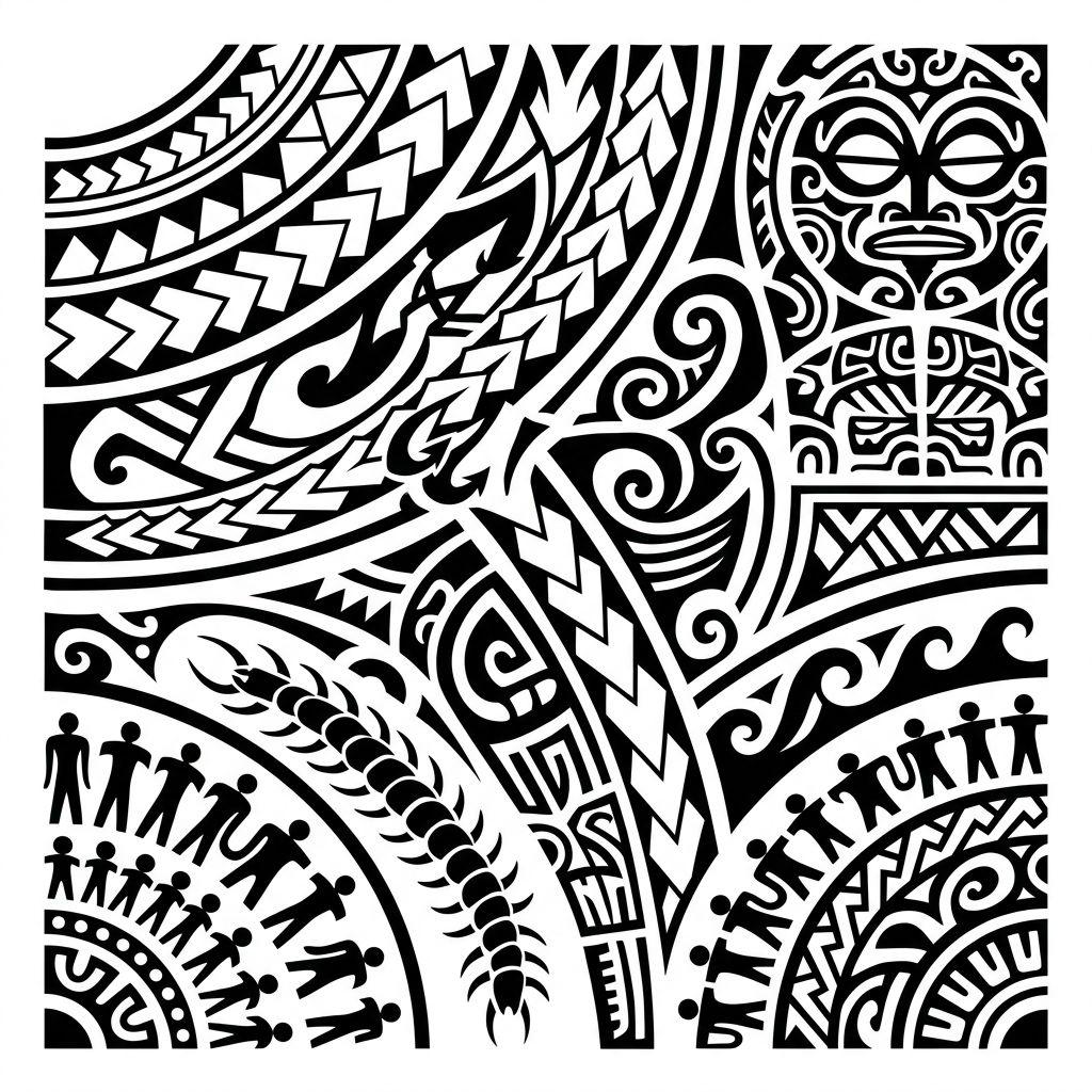 idée tatouage mollet homme tribal polynésien