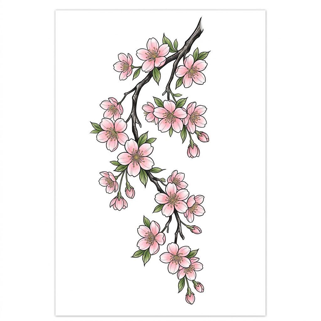 idée tatouage nuque fleur de cerisier japonaise