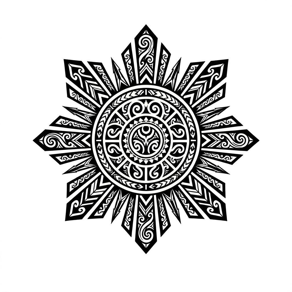 idée tatouage nuque soleil tribal