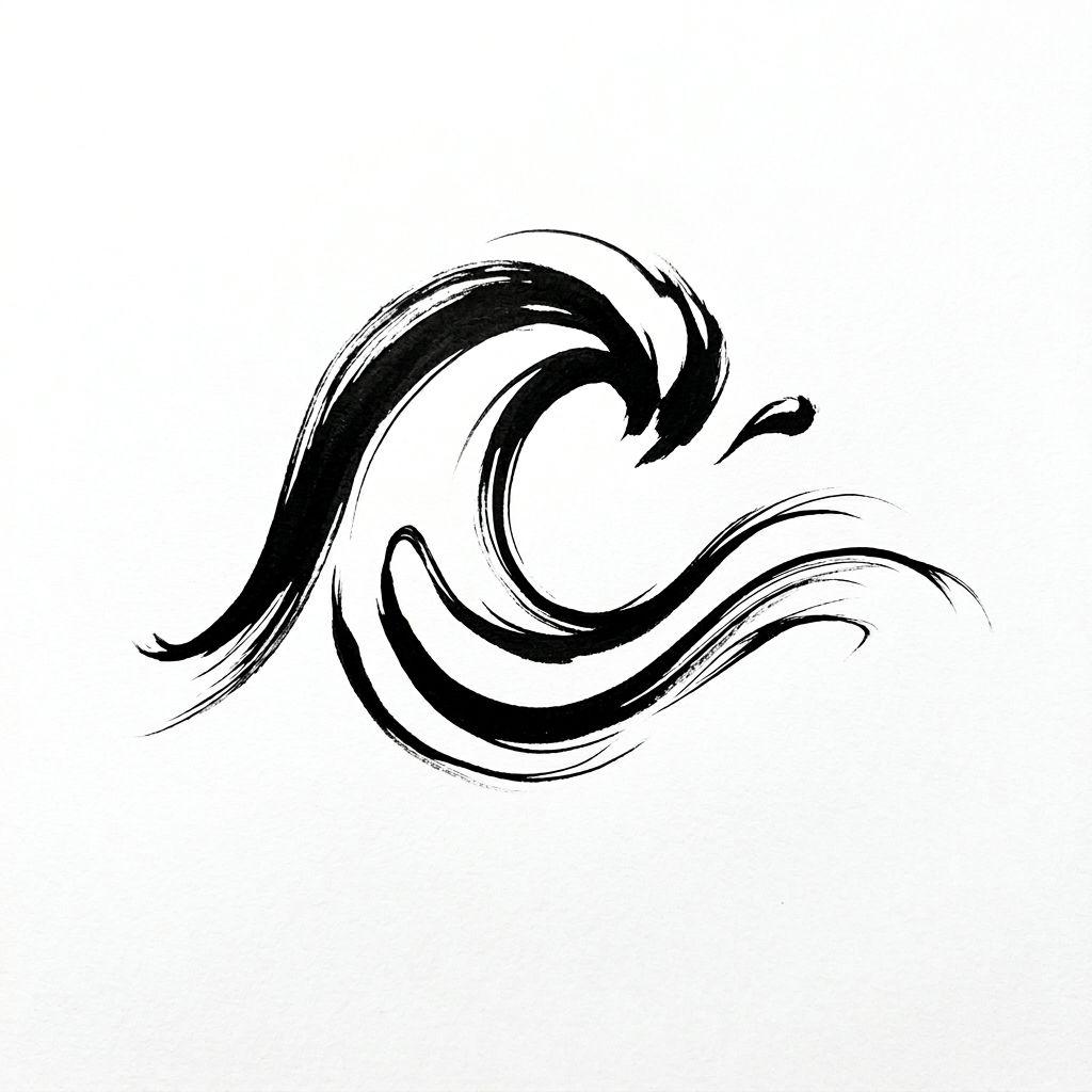 idée tatouage nuque vague abstraite