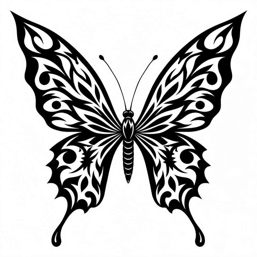 idée tatouage papillon papillon blackwork ailes graphiques