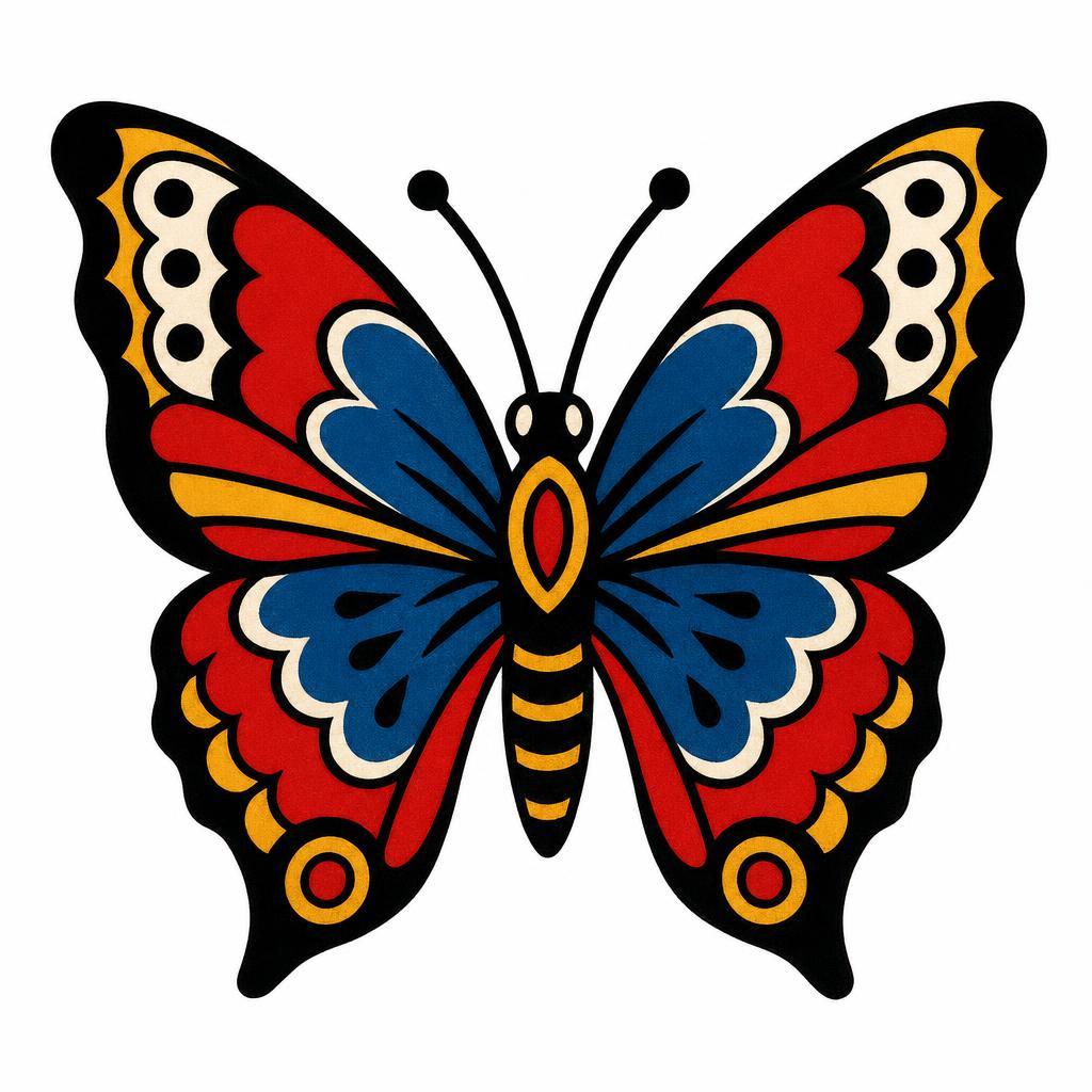 idée tatouage papillon papillon old school