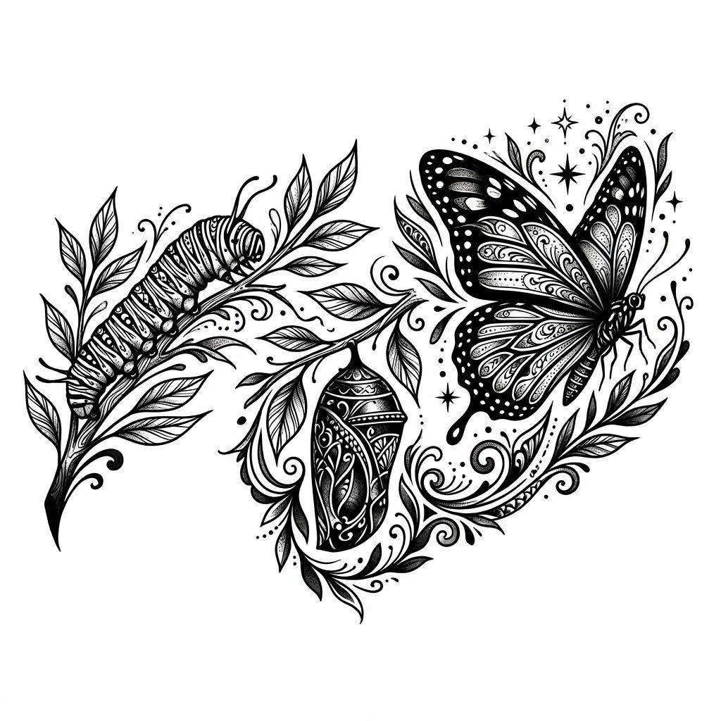 idée tatouage papillon papillon métamorphose premium