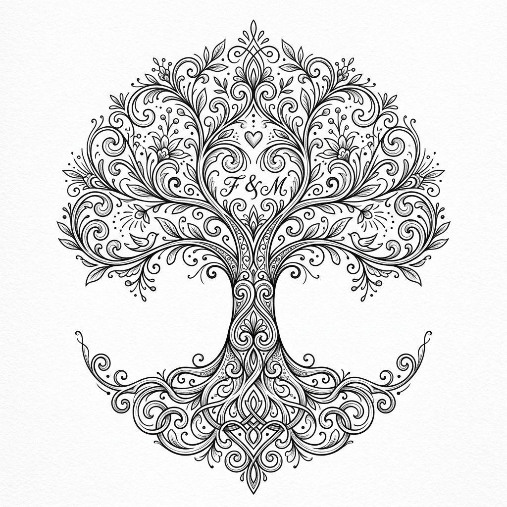 idée tatouage parents arbre familial ornemental
