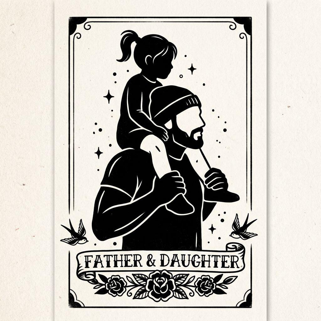 idée tatouage père et fille père enfant blackwork
