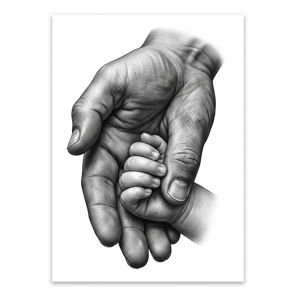 idée tatouage père et fille mains réalistes père enfant