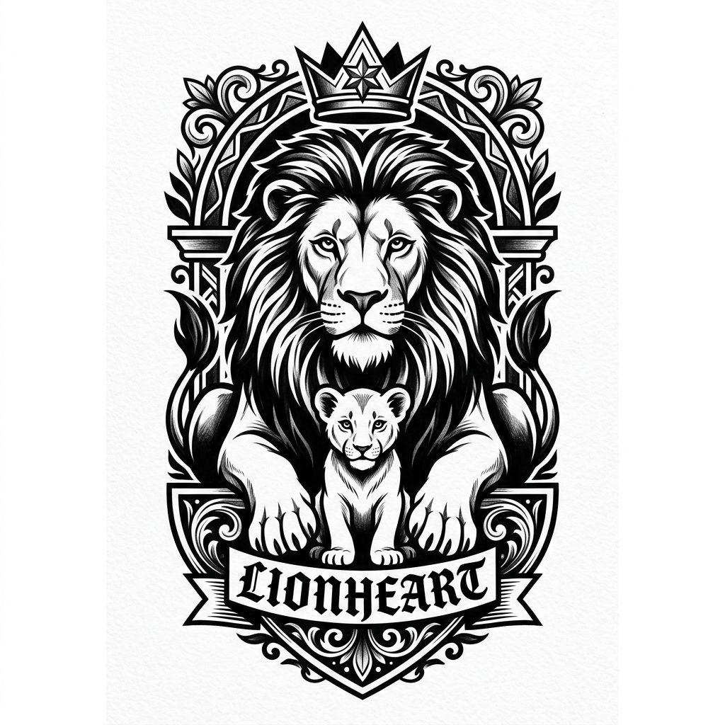 idée tatouage père et fille lion et lionceau