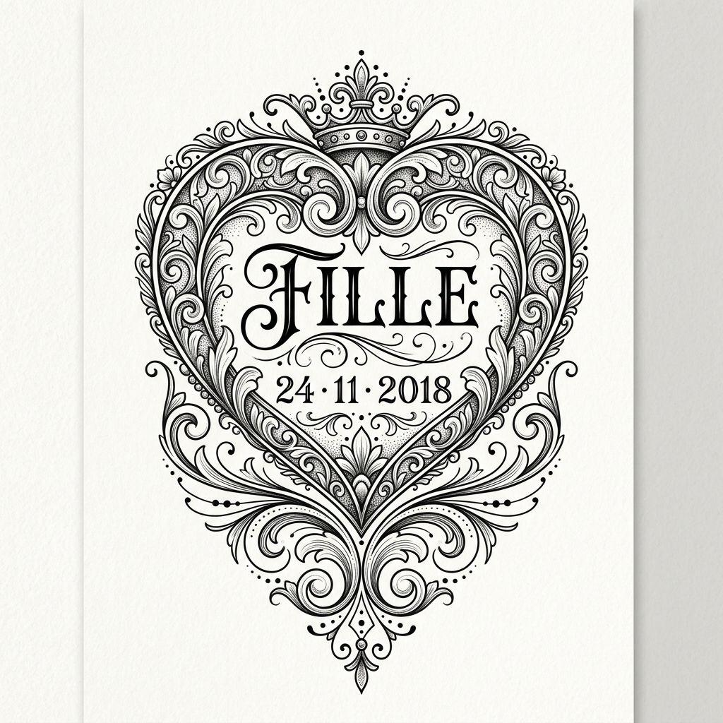 idée tatouage père et fille cœur ornemental 'fille'