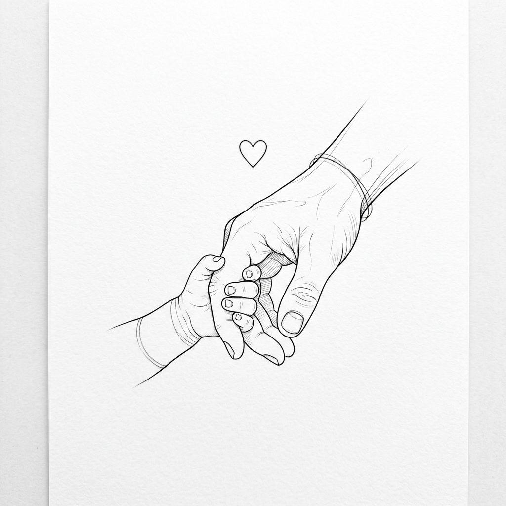 idée tatouage père et fils mains père-fils fine line
