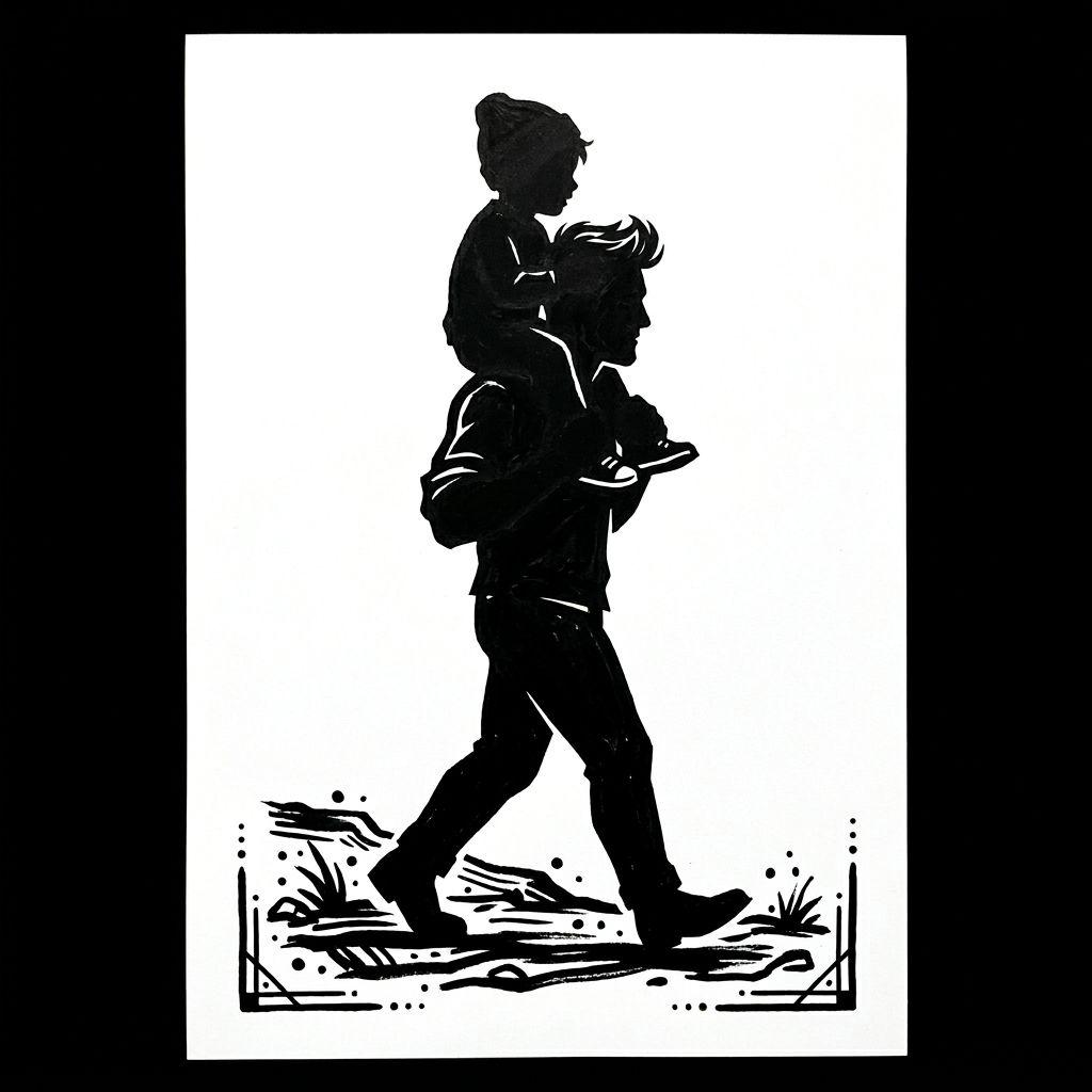 idée tatouage père et fils père-fils blackwork silhouette