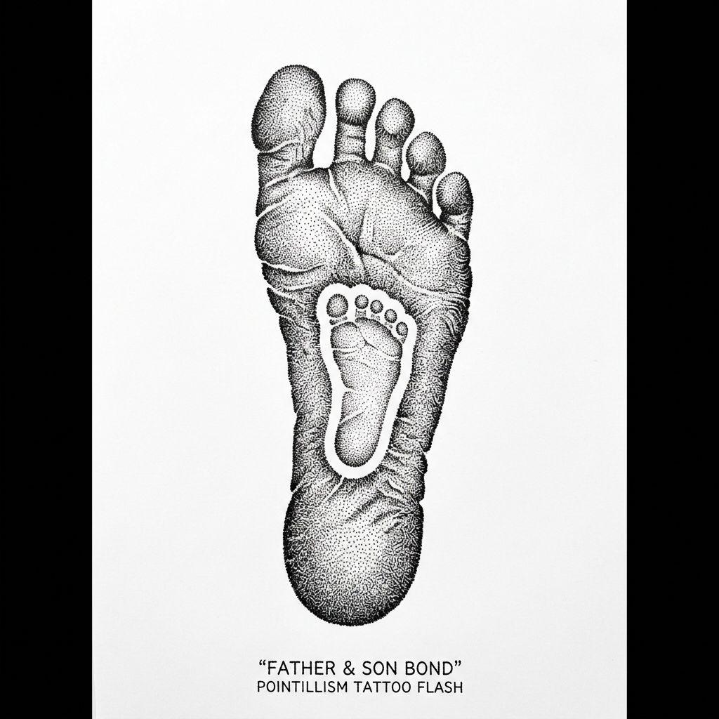 idée tatouage père et fils empreintes dotwork
