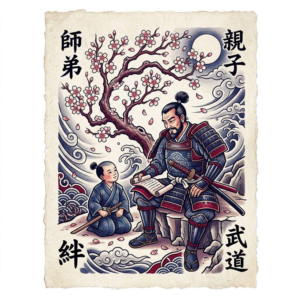 idée tatouage père et fils samouraïs japonais