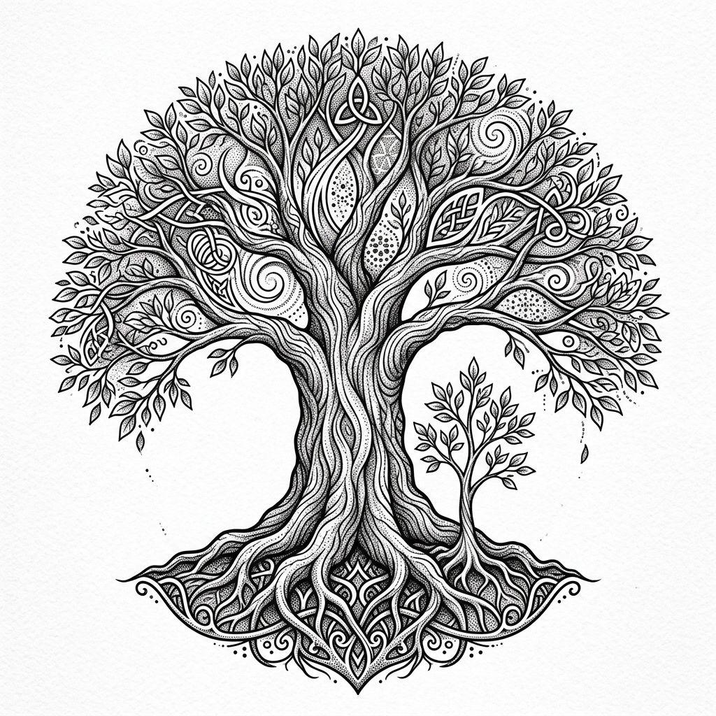 idée tatouage père et fils arbre de vie spirituel