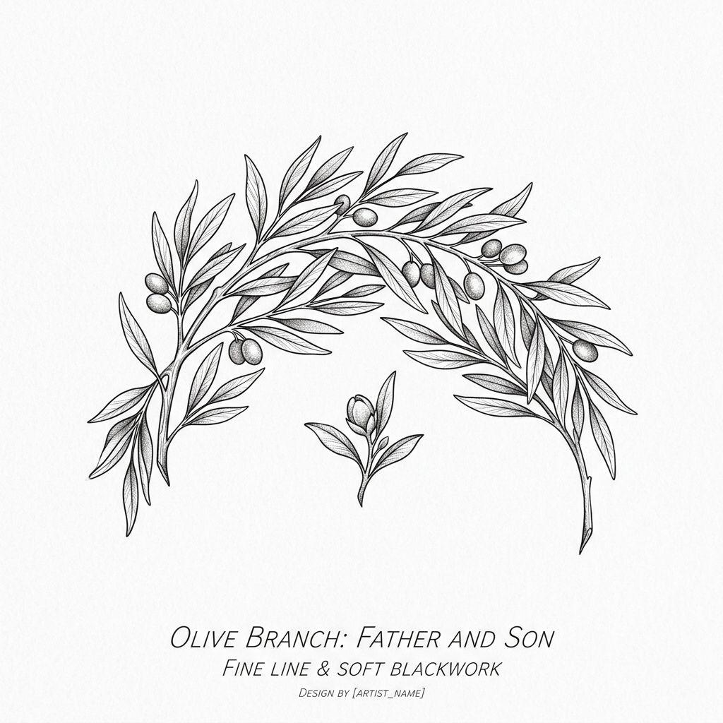 idée tatouage père et fils branche olivier père-fils