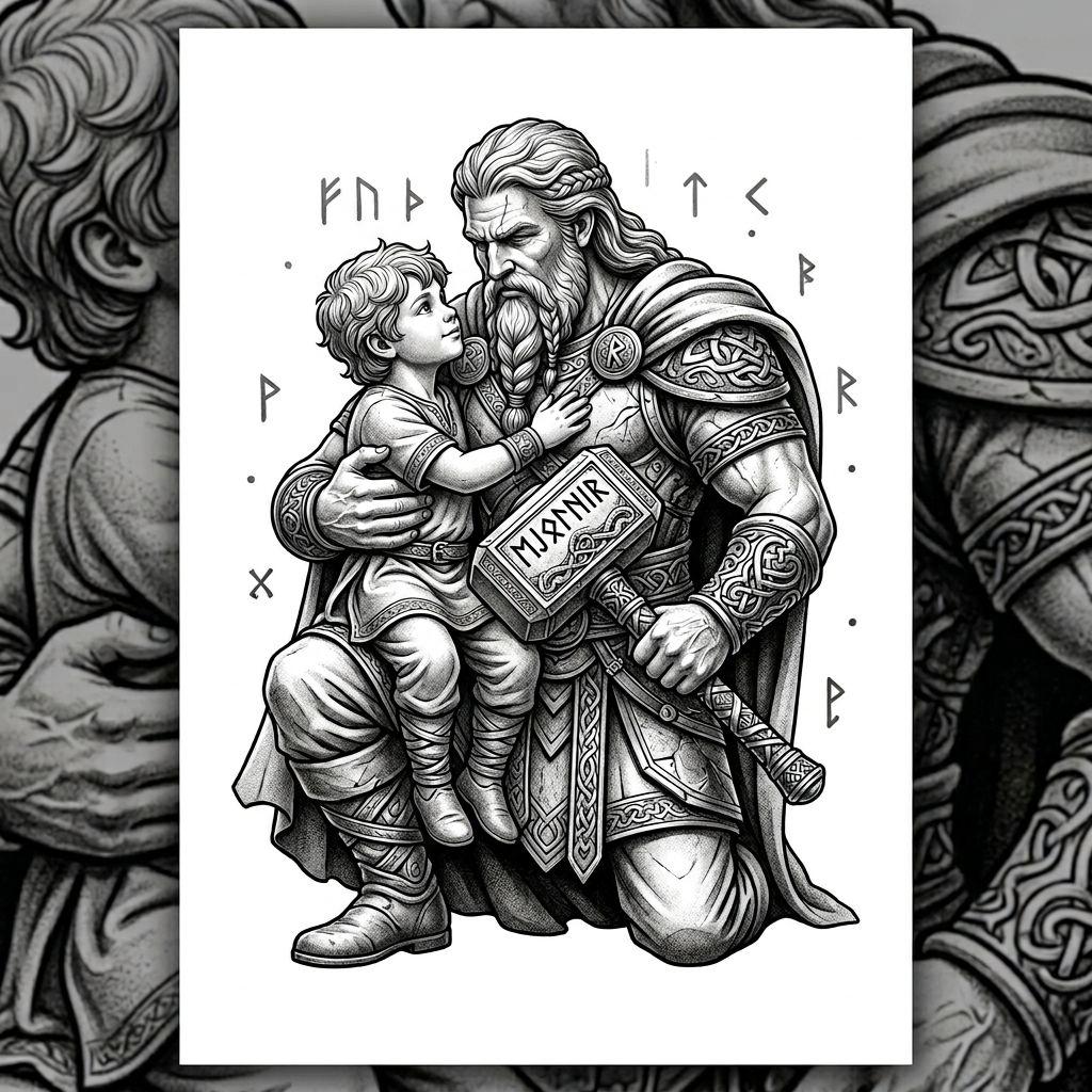 idée tatouage père et fils thor et son fils mythologique