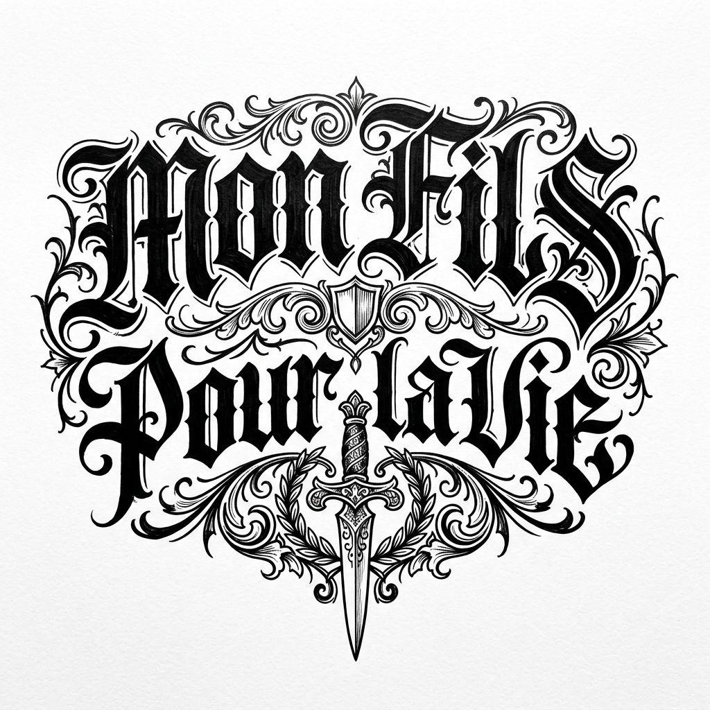idée tatouage père et fils lettrage mon fils pour la vie