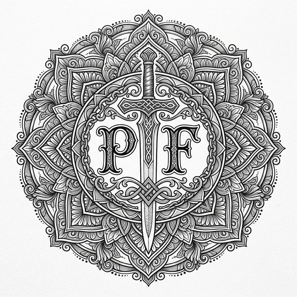 idée tatouage père et fils mandala p et f ornemental