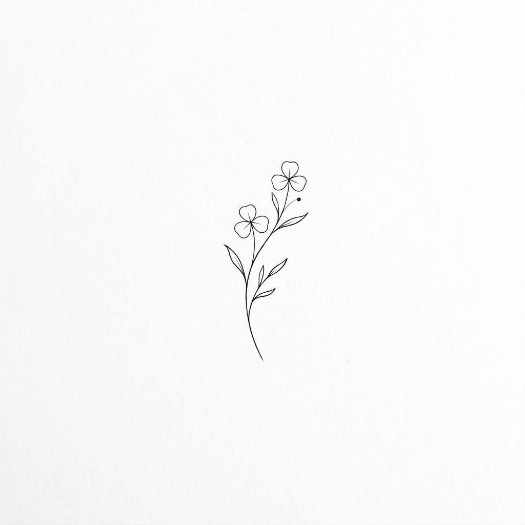 idée tatouage petit brindille fleurie hairline