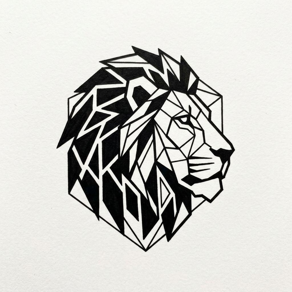 idée tatouage petit mini lion stylisé