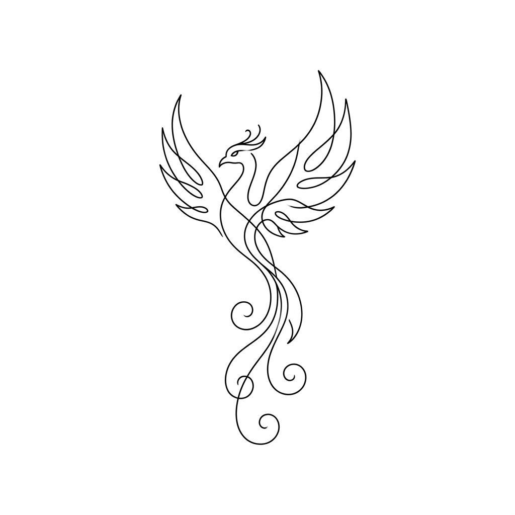 idée tatouage phenix phenix single-line minimaliste