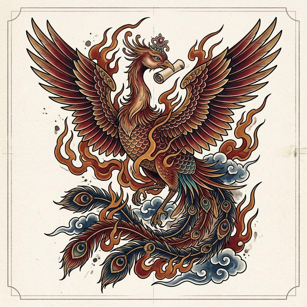 idée tatouage phenix phenix japonais irezumi