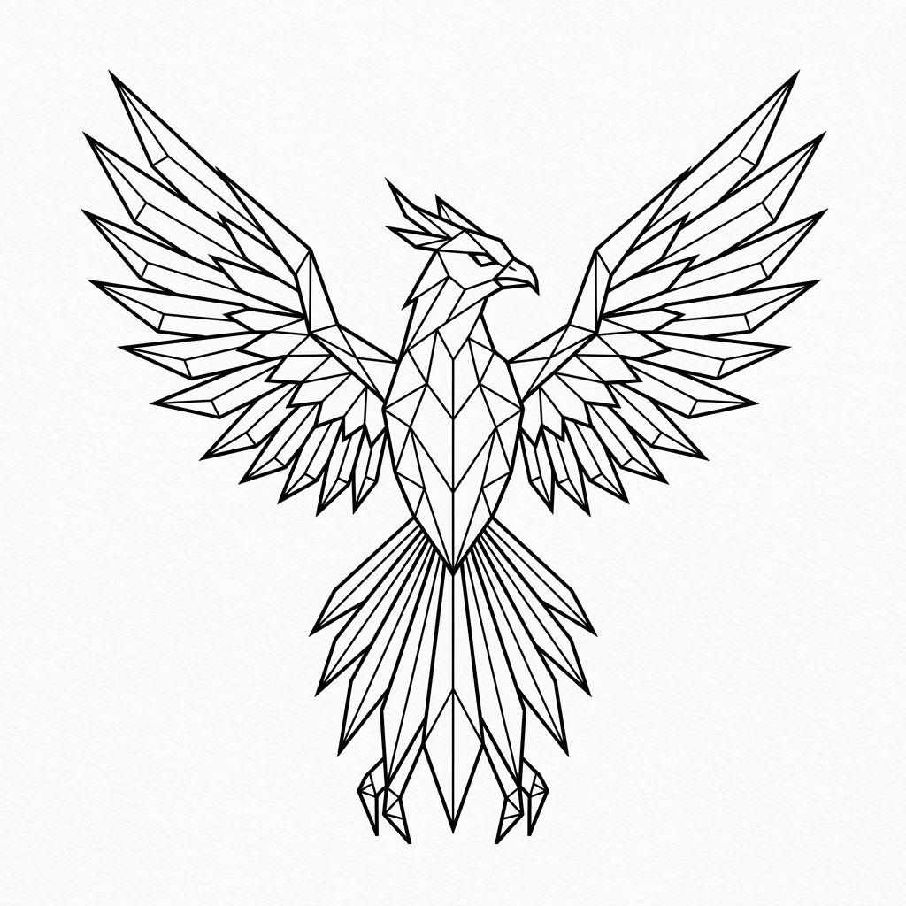 idée tatouage phenix phenix géométrique facette