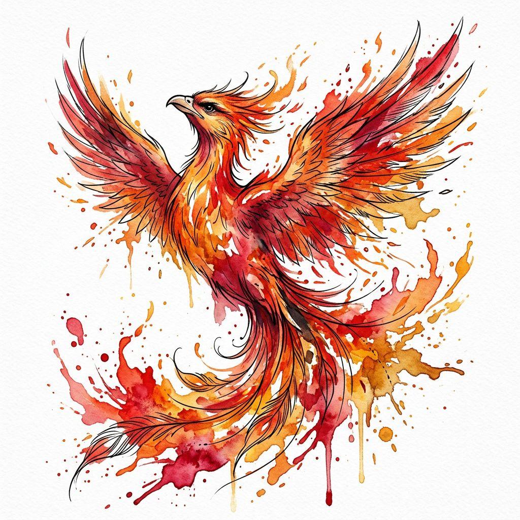 idée tatouage phenix phenix aquarelle renaissance