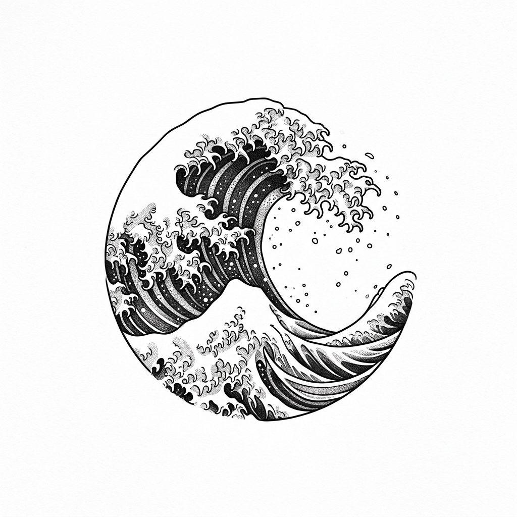 idée tatouage pied vague japonaise