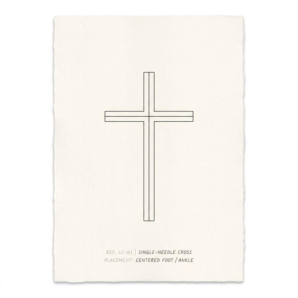 idée tatouage pied croix spirituelle