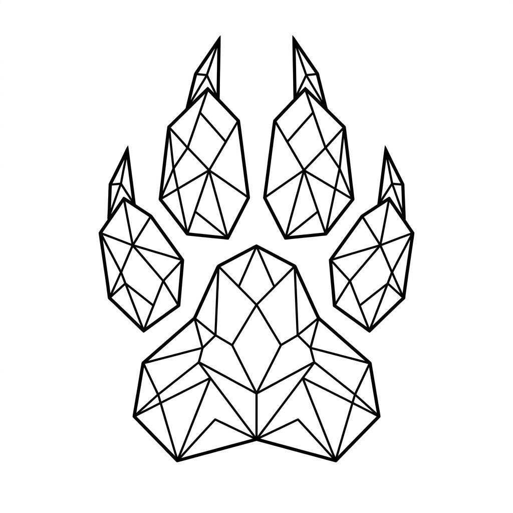 idée tatouage pied patte de loup géométrique